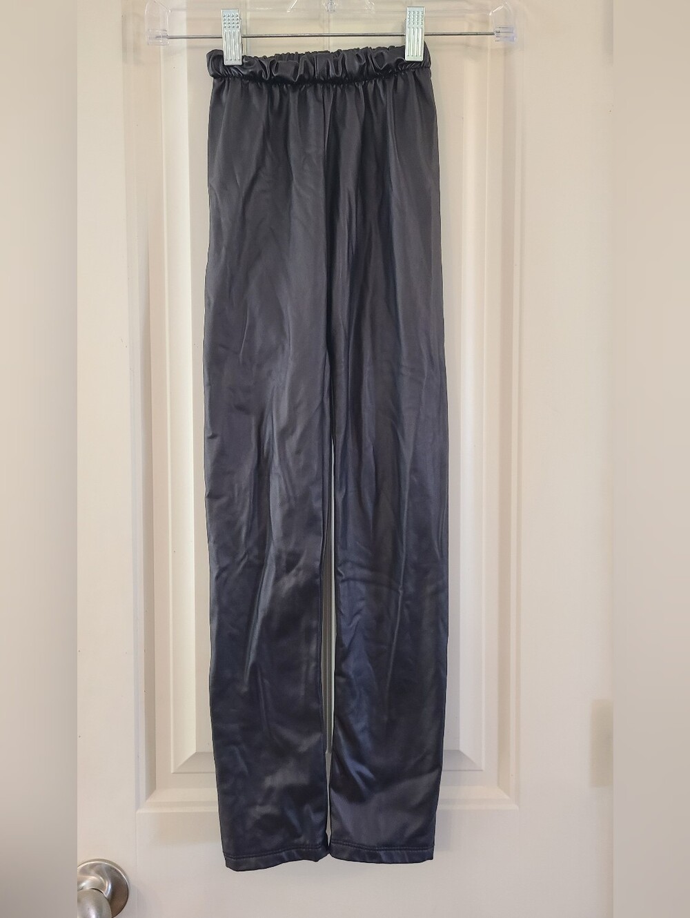 Bonbon Kids Black Faux Leather Elastic-Waist Leggings Size 12